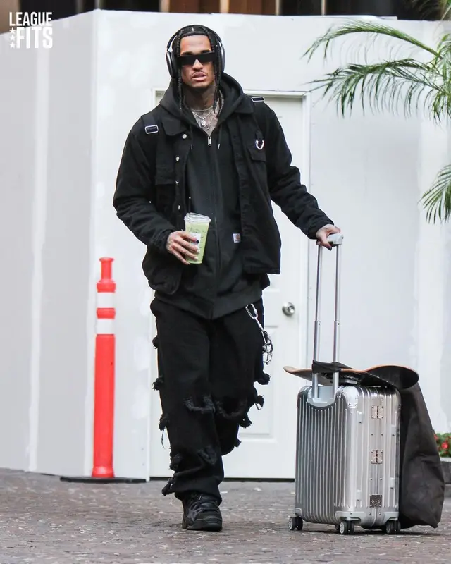 Jordan Clarkson outfit in Goyard, Rick Owens, and Apple, 2022