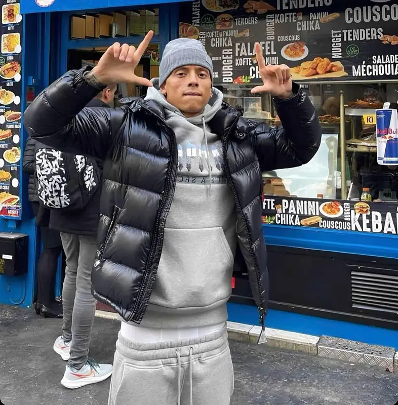 Central Cee outfit in Moncler, Trapstar, and Louis Vuitton, 2022