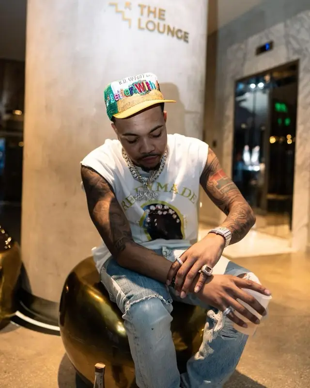 G Herbo outfit in Readymade, Gallery Dept., and Denim Tears, 2022