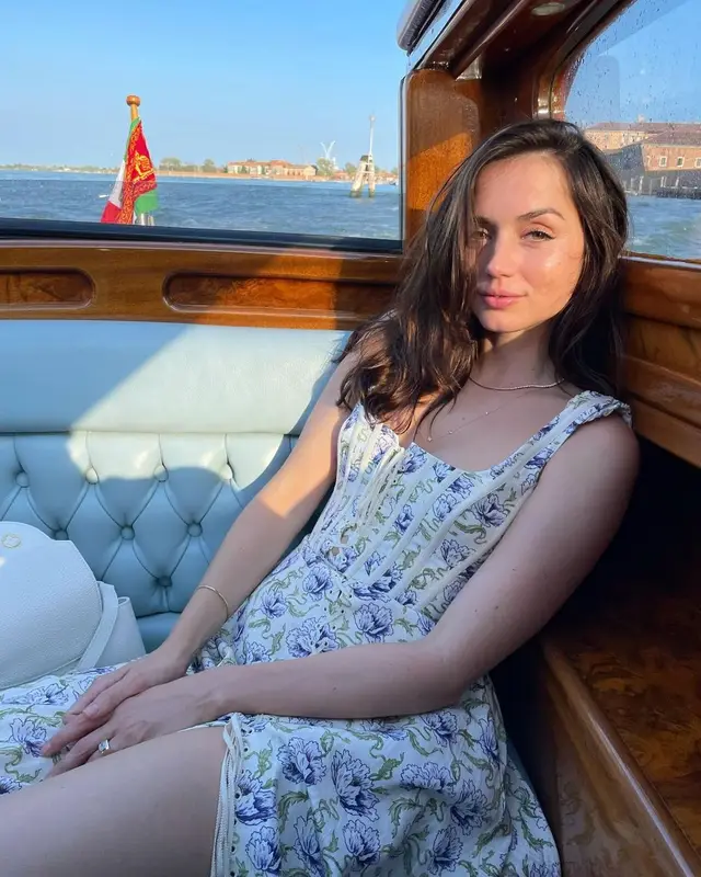 Ana de Armas outfit in Louis Vuitton, Logan Hollowell, and Brock Collection, 2022