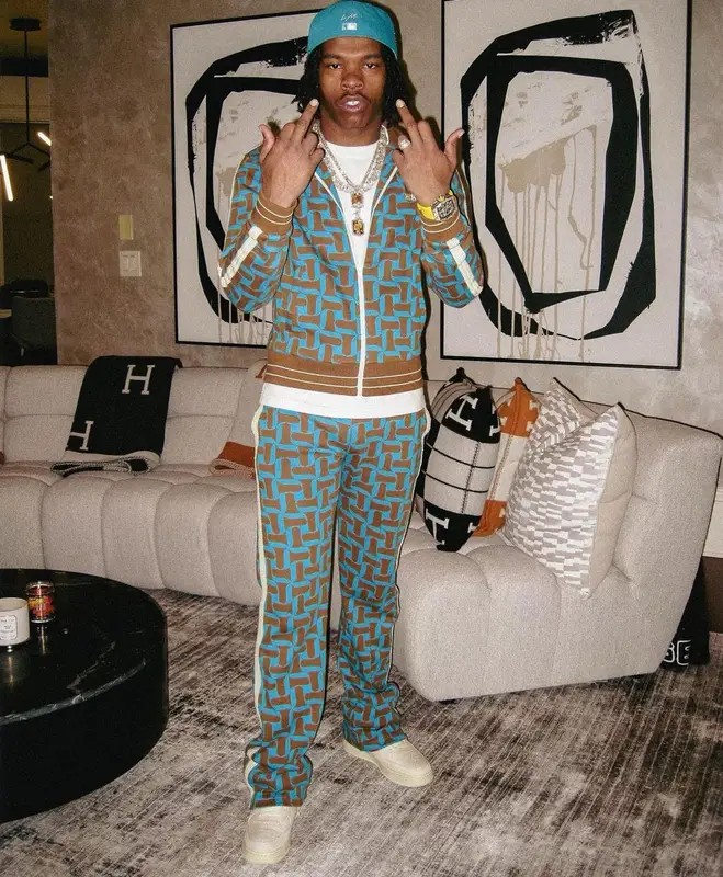 Lil Baby outfit in Wales Bonner and Nike, 2022