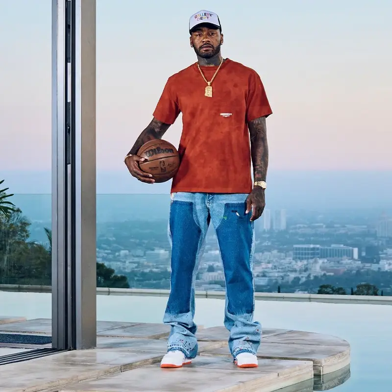 John Wall outfit in Nike, Gallery Dept., and Wilson, 2022