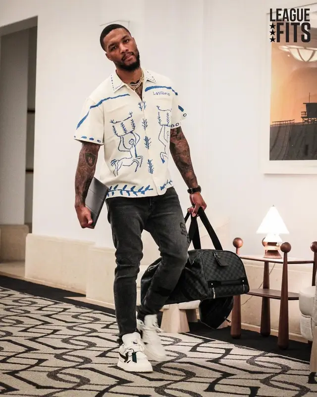 Damian Lillard outfit in Lost Daze and Off-White, 2022