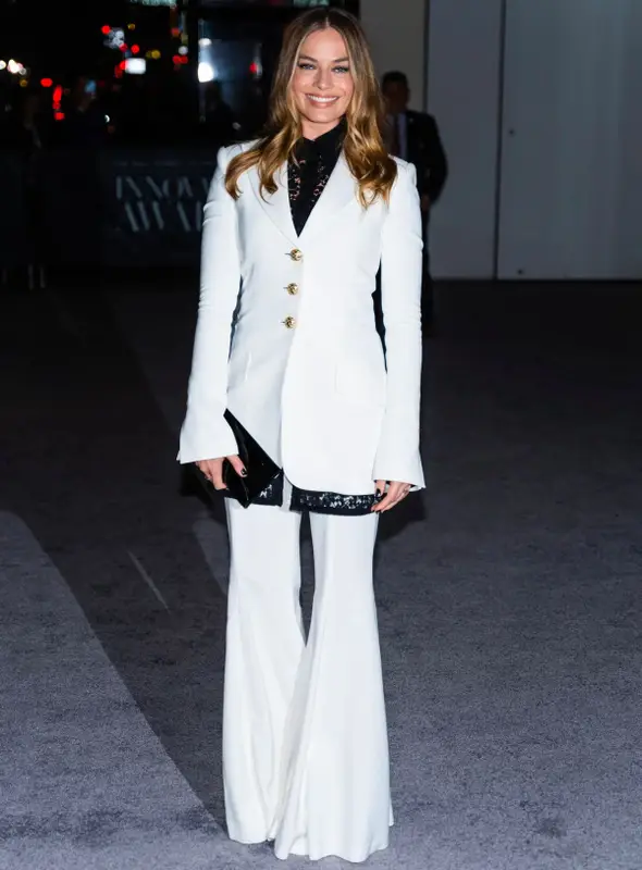Margot Robbie outfit in Proenza Schouler and Paris Texas, 2022