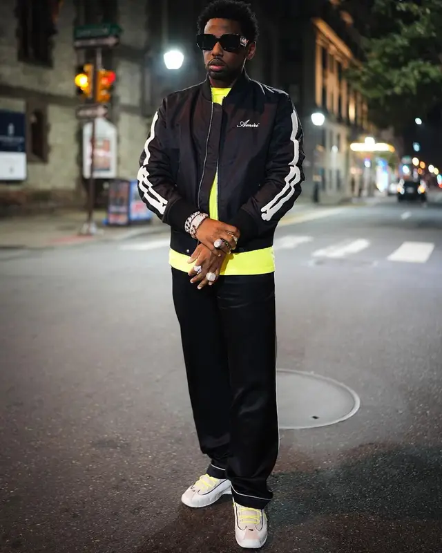Fabolous outfit in Amiri, Nike, and Sanity4eva, 2022