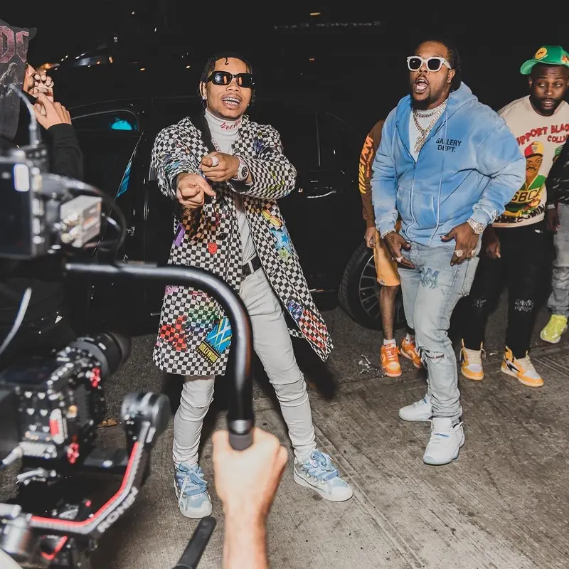 Lil Migo outfit in Amiri, Lanvin, and Louis Vuitton, 2022