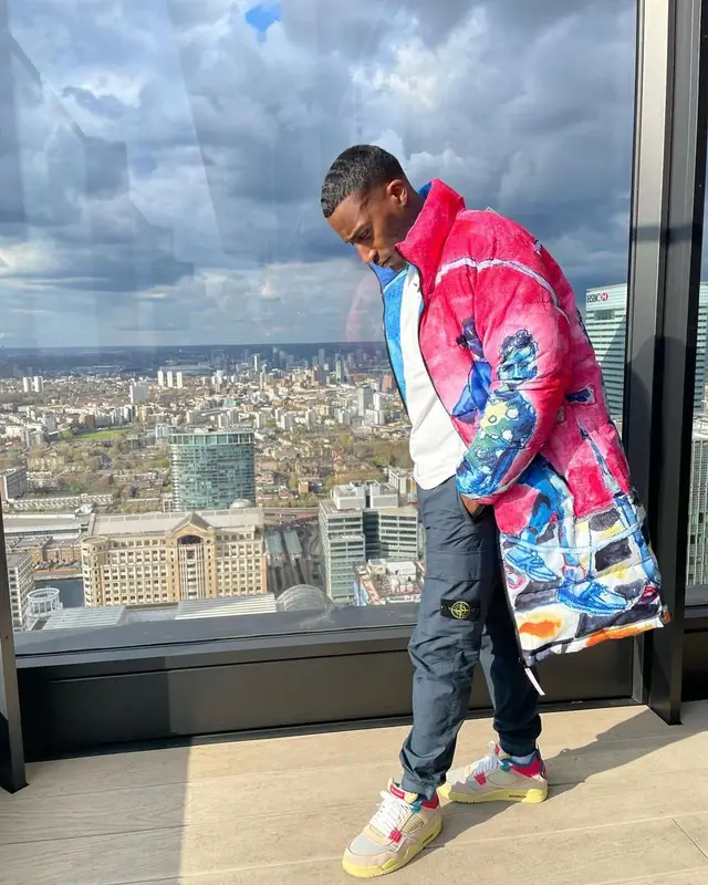 Yung Filly outfit in KidSuper, Puma, and Stone Island, 2022