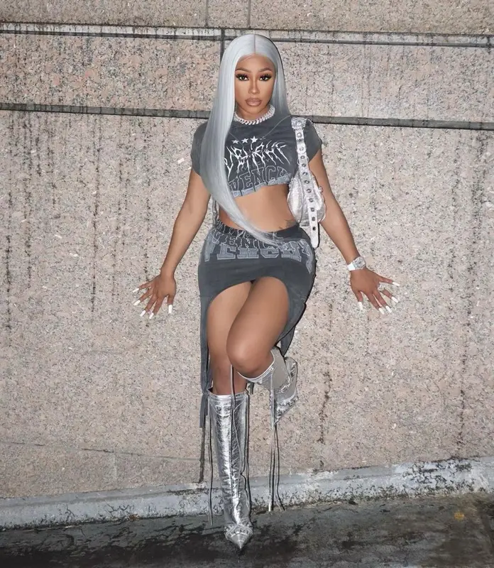 Yung Miami outfit in Givenchy and Balenciaga, 2022