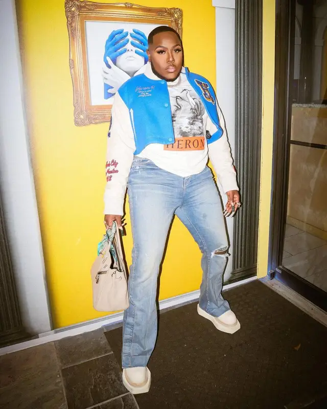 Saucy Santana outfit in Heron Preston, Amiri, and Louis Vuitton, 2022