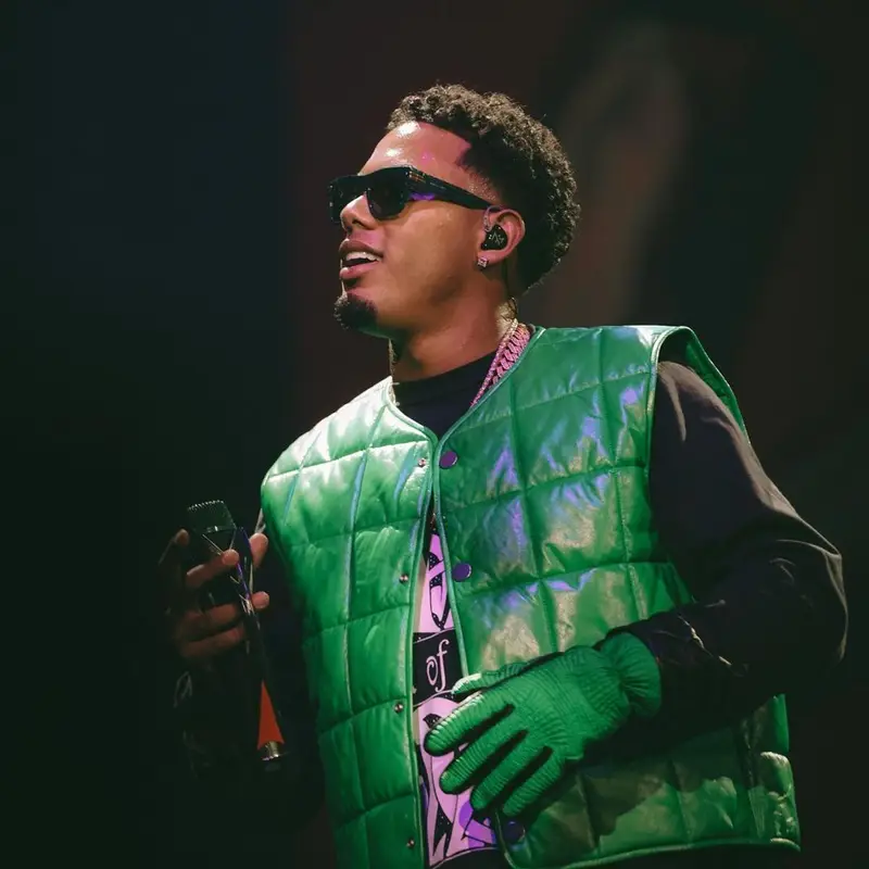 Myke Towers outfit in Marine Serre and Bottega Veneta, 2022