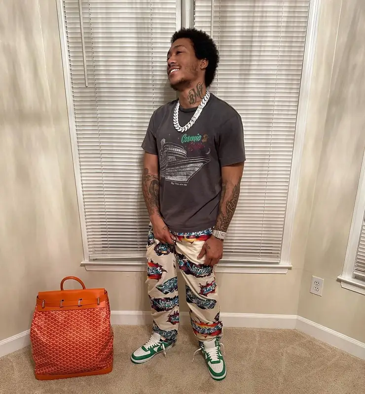 Lil Meech outfit in Gallery Dept., Louis Vuitton, and Goyard, 2022