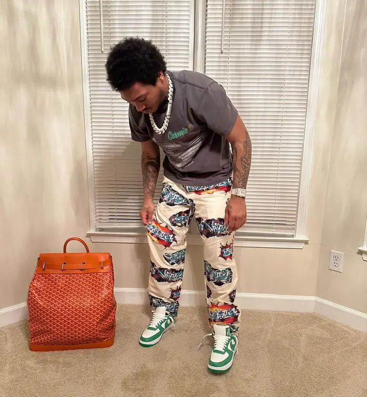 Lil Meech outfit in Gallery Dept., Louis Vuitton, and Goyard, 2022