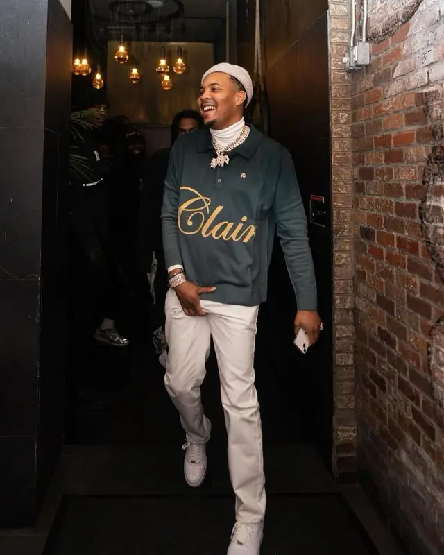 G Herbo outfit in Sinclair, Amiri, and Nike, 2022