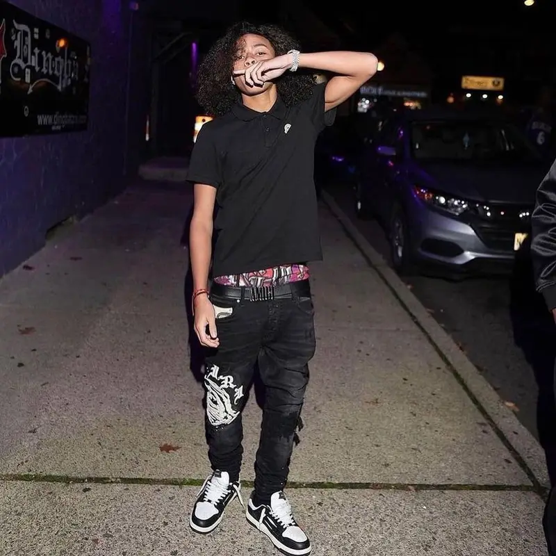 DD Osama outfit in Moncler and Amiri, 2022