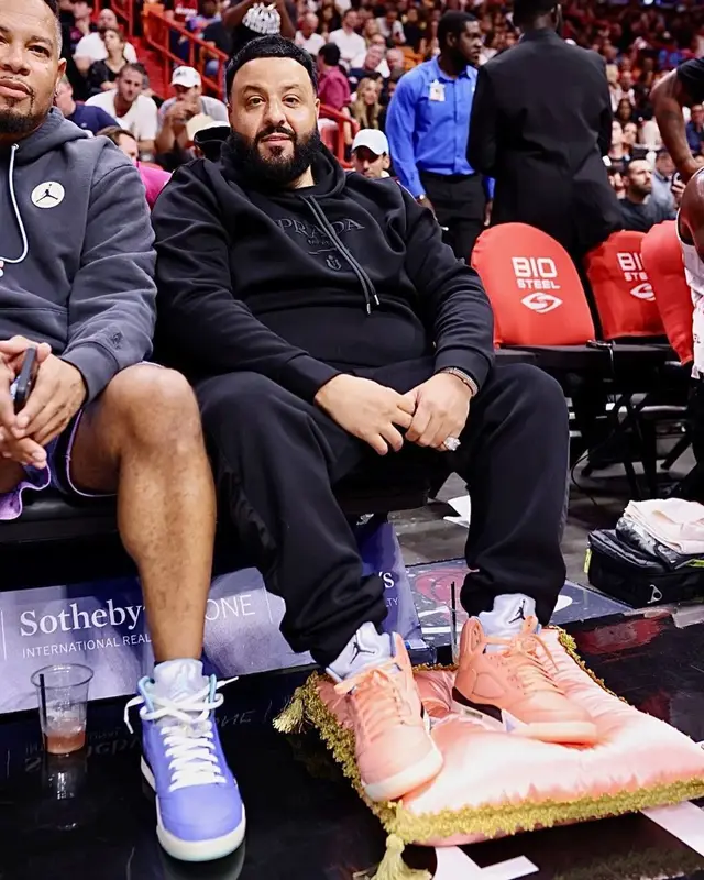 DJ Khaled outfit in Prada, Jordan, and DJ Khaled Merch, 2022