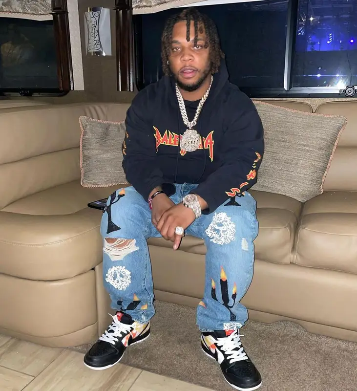 Don Q outfit in Balenciaga, Virgil Abloh, and Denim Tears, 2022