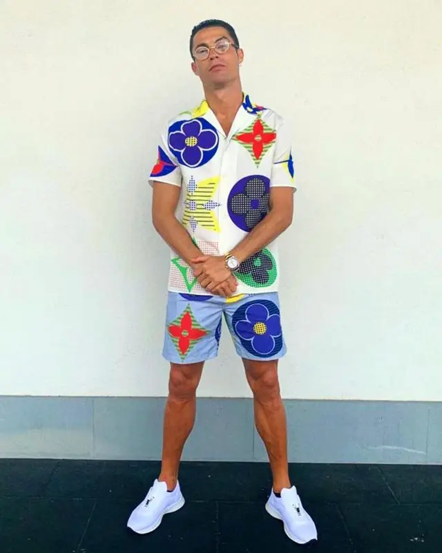 Cristiano Ronaldo outfit in Louis Vuitton, Dior, and Cartier, 2020