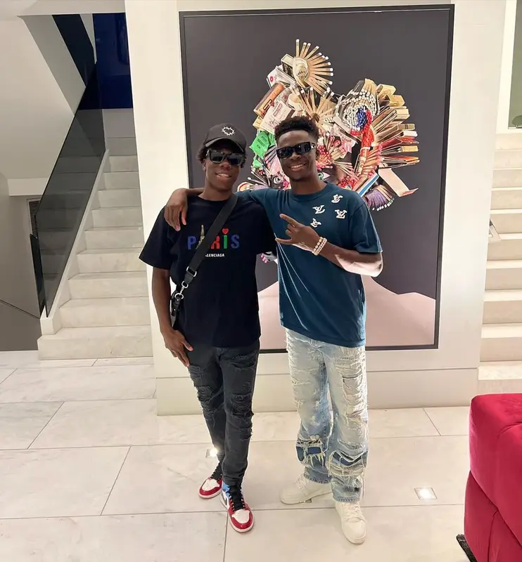 Bukayo Saka outfit in Louis Vuitton and Heron Preston, 2022
