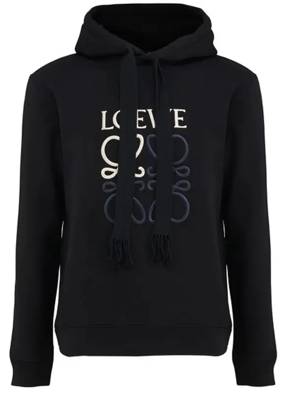 Loewe Black And Off-white Anagram Embroidered Hoodie $850