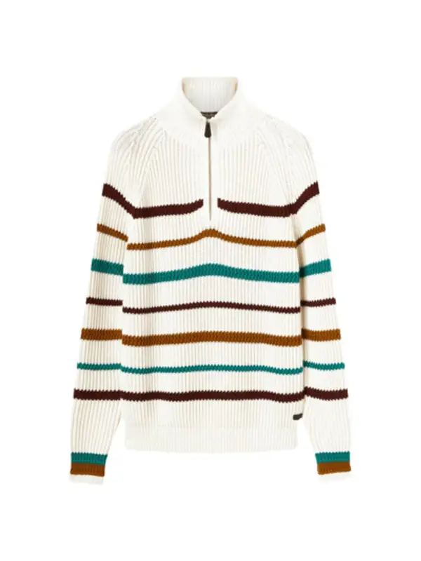 Loro Piana Mezzocollo Fleetwood Quarter-zip Sweater In White $3350