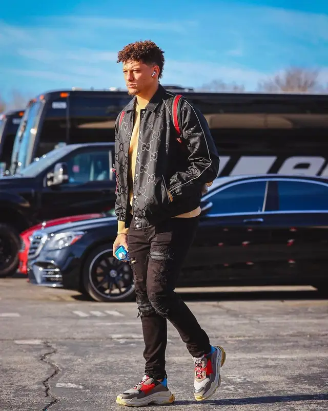 Patrick Mahomes II outfit in Gucci, Amiri, and Balenciaga, 2022