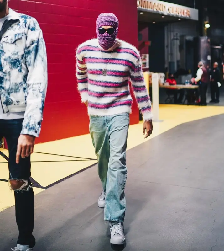 Karl Anthony Towns outfit in Marni, Balenciaga, and Nike, 2022