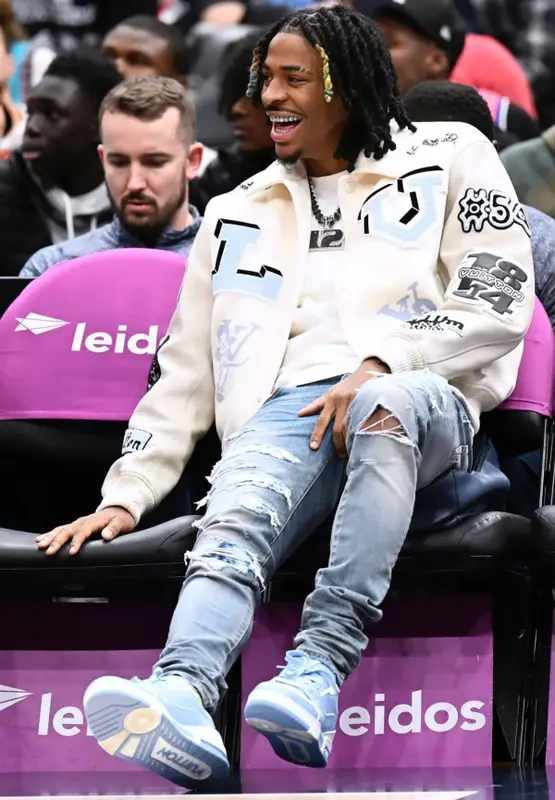 Ja Morant outfit in Louis Vuitton and Amiri, 2022