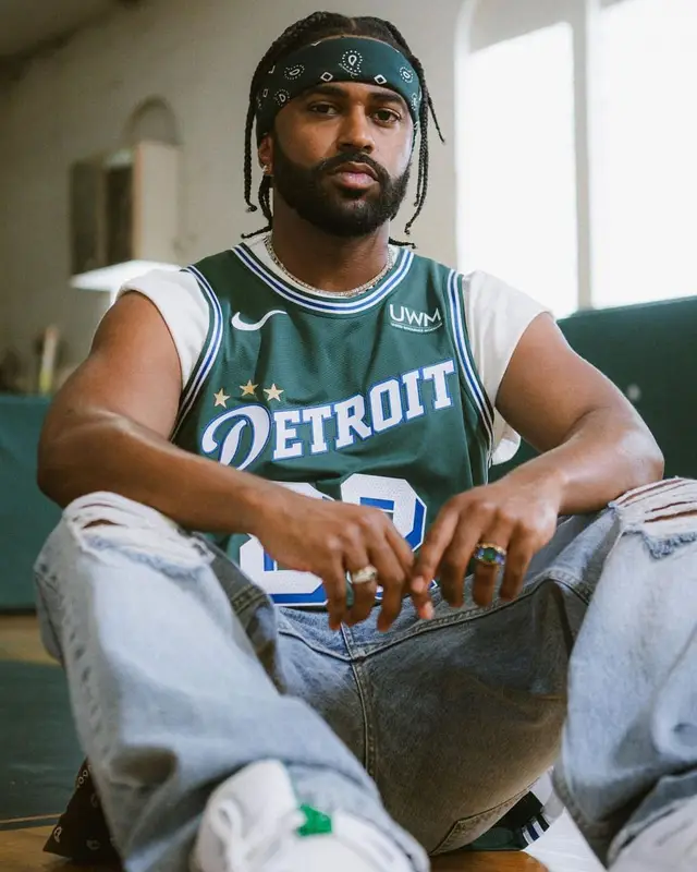 Big Sean outfit in Nike and Big Sean Merch, 2022
