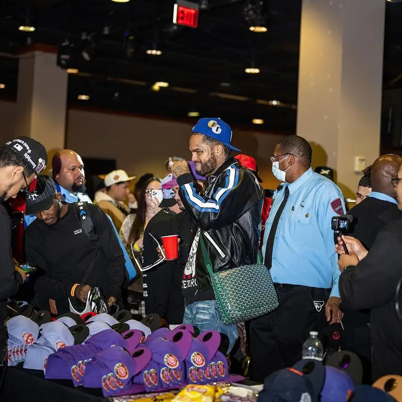 Dave East outfit in Balenciaga, New Era, and Gallery Dept., 2022