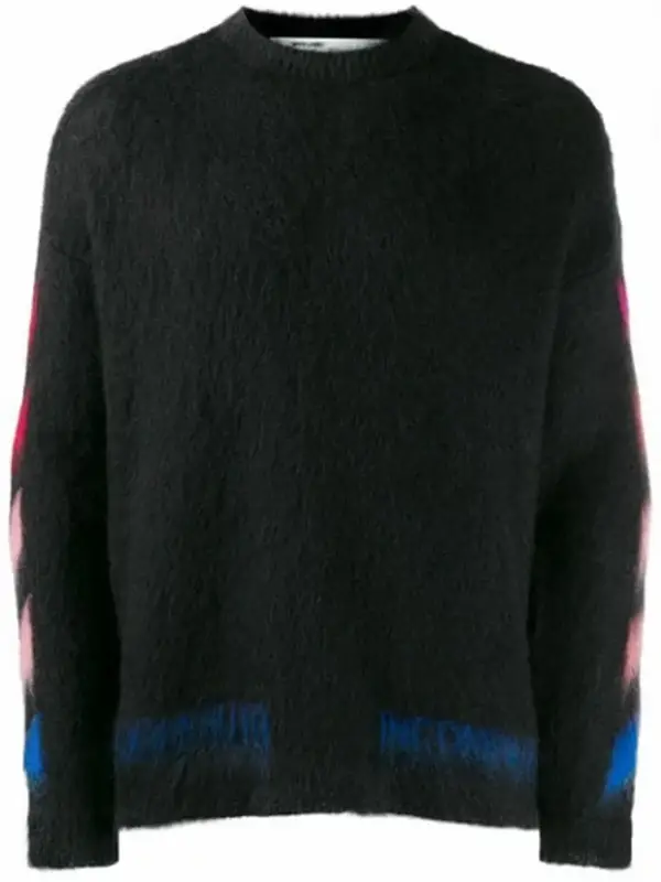 Off-White Diagonal Slim Fit Mohair Blend Sweater $972