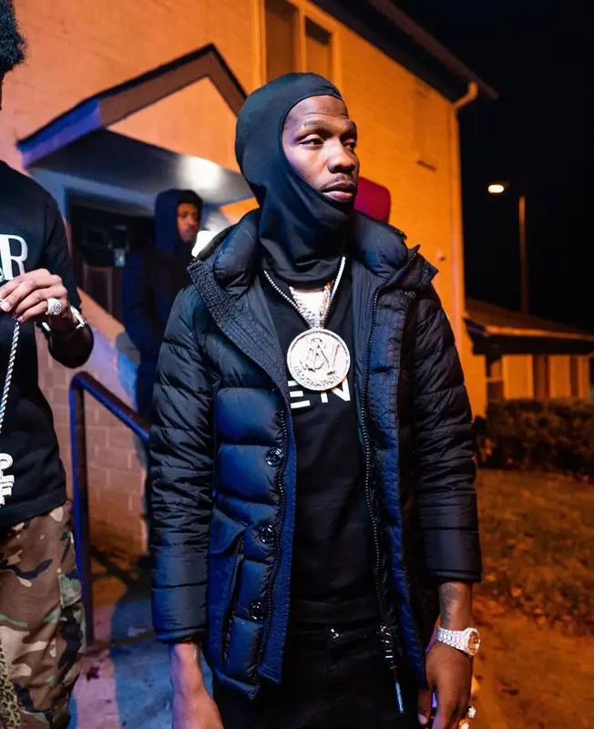 BlocBoy JB outfit in Moncler, Givenchy, and Amiri, 2022