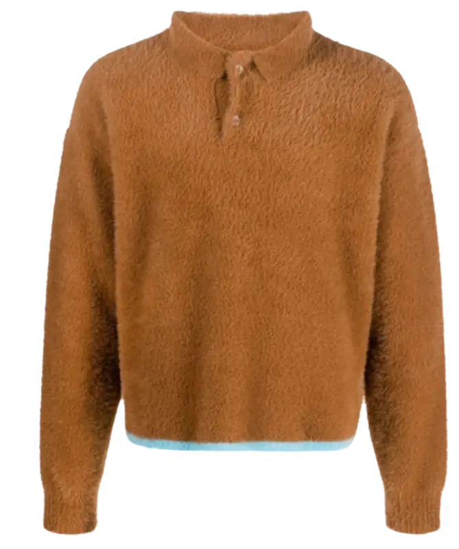 Jacquemus Button Front Brown Textured Jumper $442