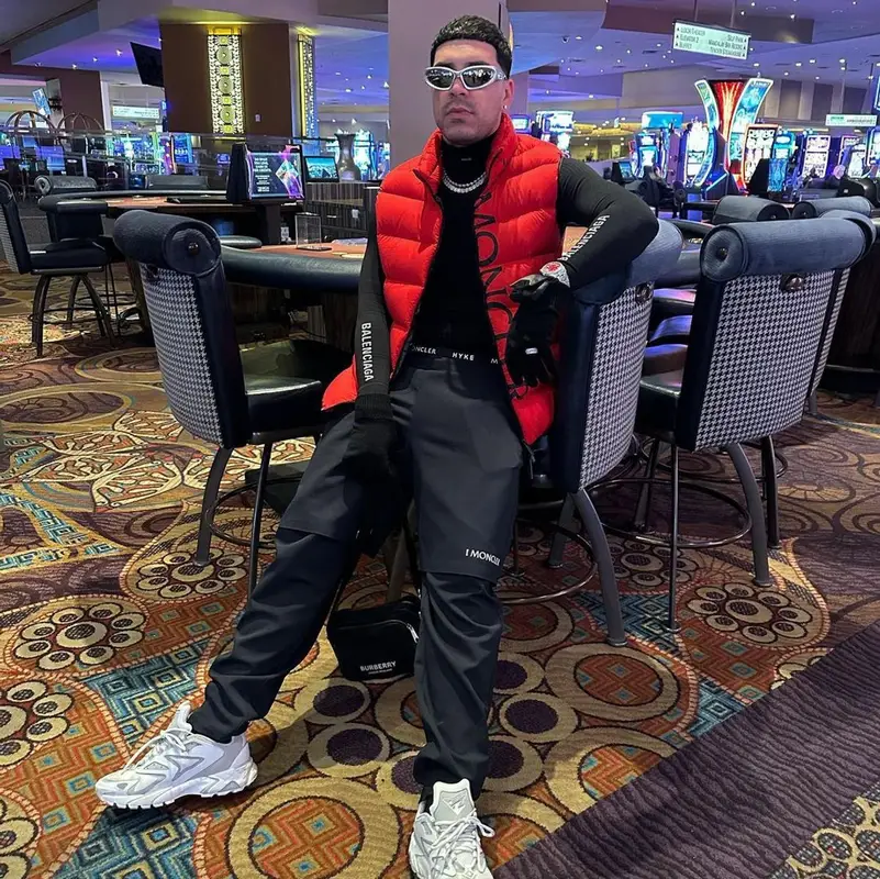 Ryan Castro outfit in Moncler, Louis Vuitton, and Balenciaga, 2022