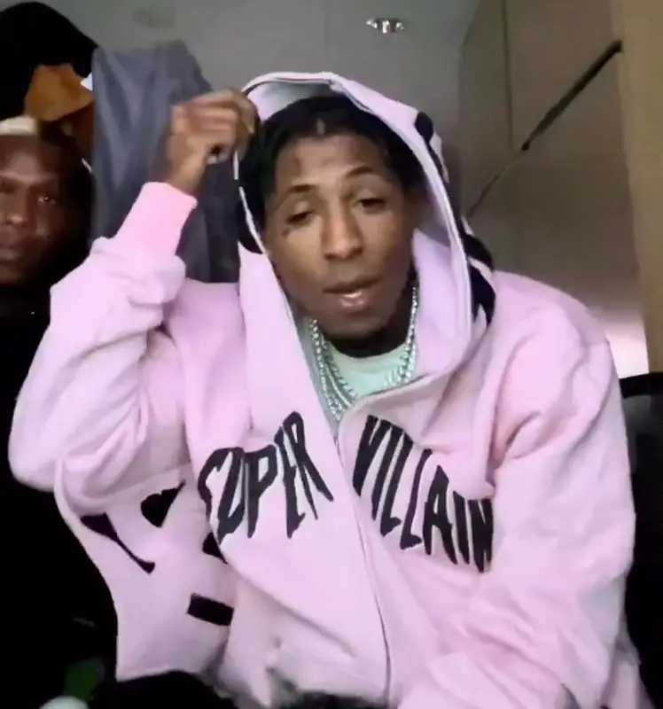 NBA YoungBoy outfit in Supervillain, 2022