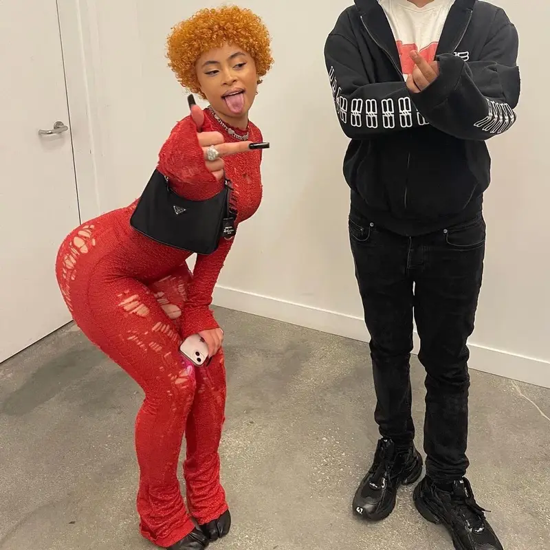 Ice Spice outfit in TLZ L’Femme, Maison Margiela, and Prada, 2022