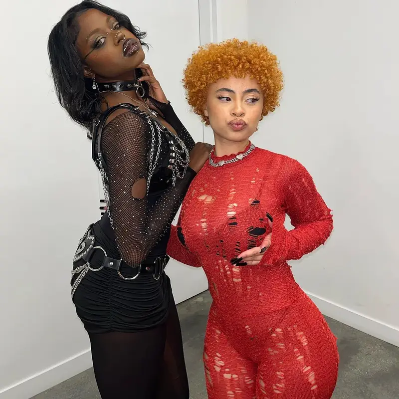 Ice Spice outfit in TLZ L’Femme, Maison Margiela, and Prada, 2022