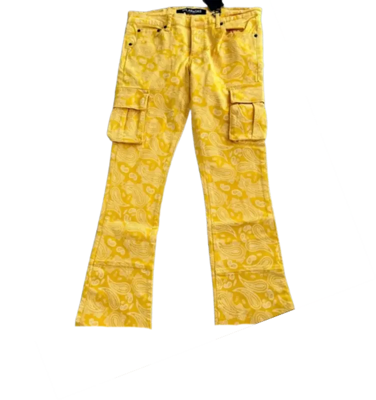 Valabasas Yellow Stacked Jeans $250