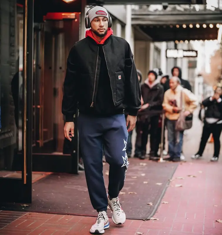Ben Simmons outfit in Carhartt, Supreme, and Apple, 2022
