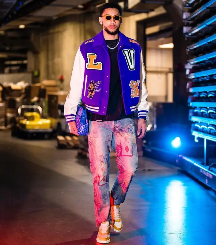 Ben Simmons outfit in Louis Vuitton, Balenciaga, and Goyard, 2022
