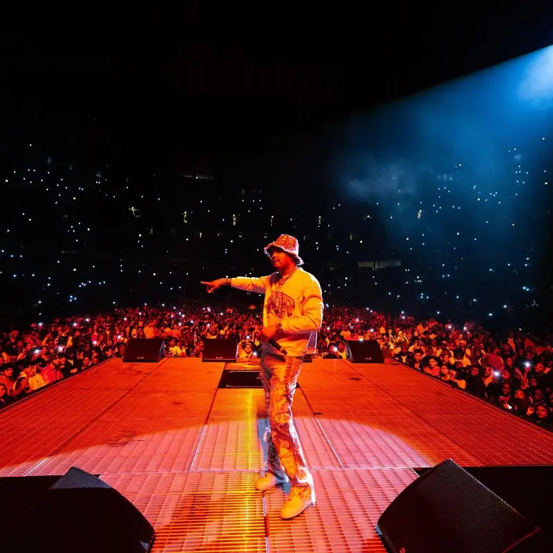 G Herbo outfit in Nike and Who Decides War, 2022
