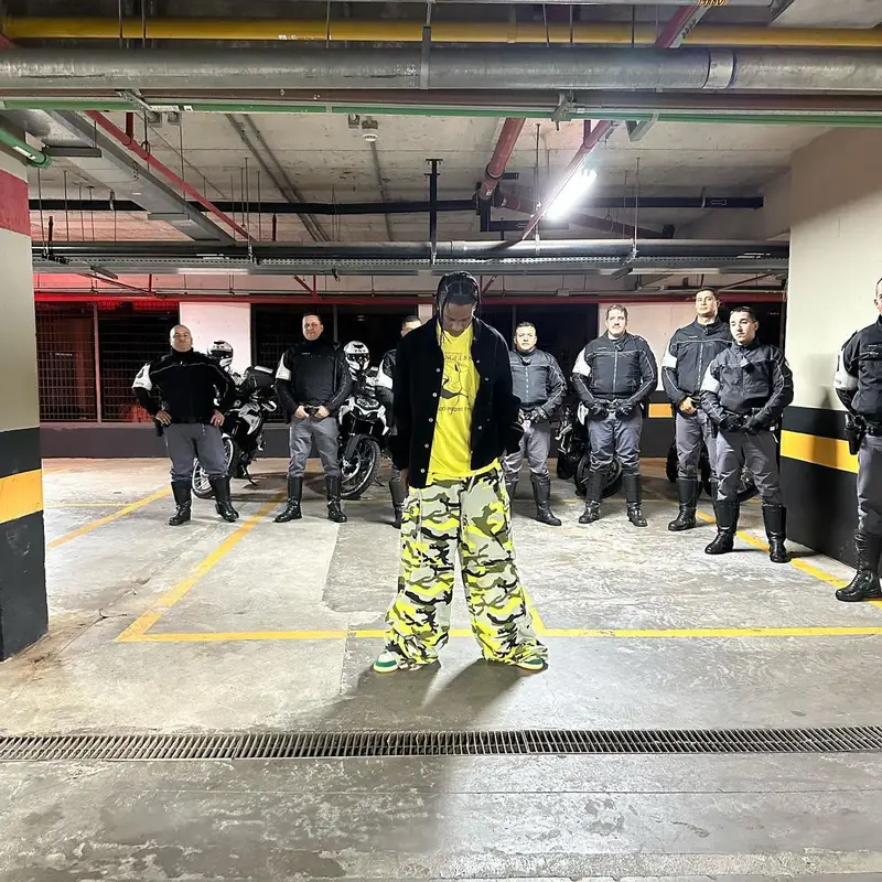 Travis Scott outfit in Rick Owens, Vintage, and Vetements, 2022