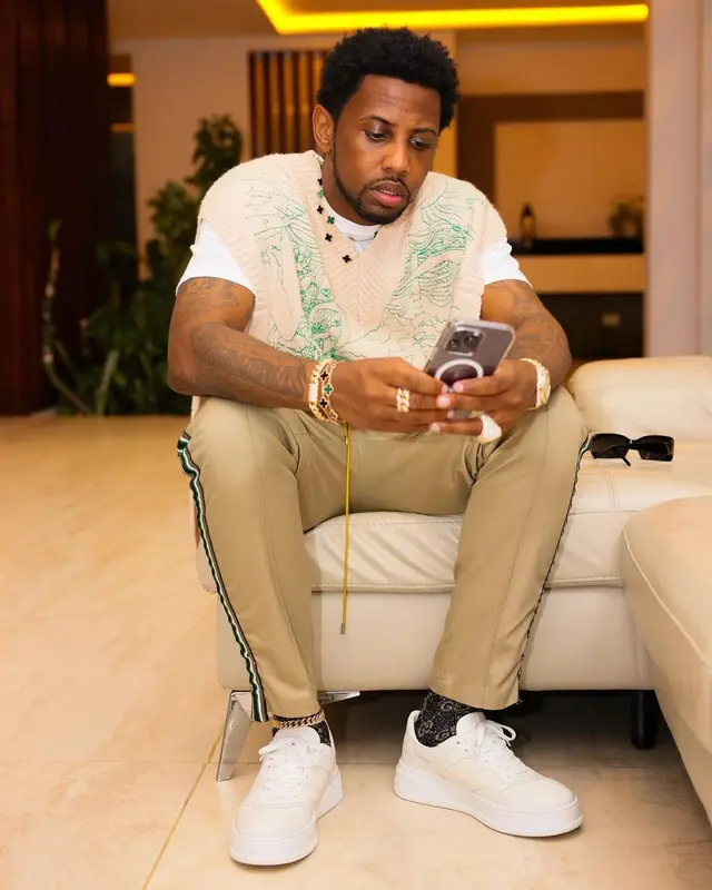 Fabolous outfit in Who Decides War, Rhude, and Gucci, 2022