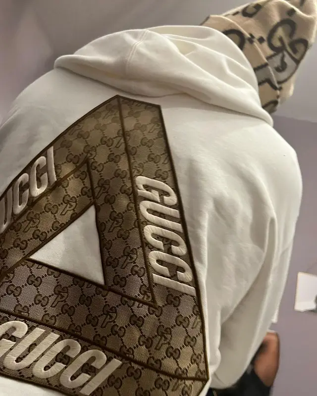 Gazo outfit in Balenciaga, Gucci, and Palace, 2022