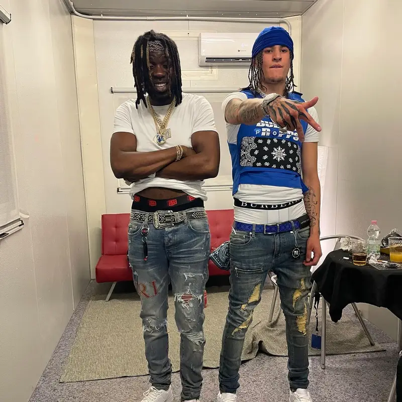 Gazo outfit in Amiri, Nike, and B.B. Simon, 2022