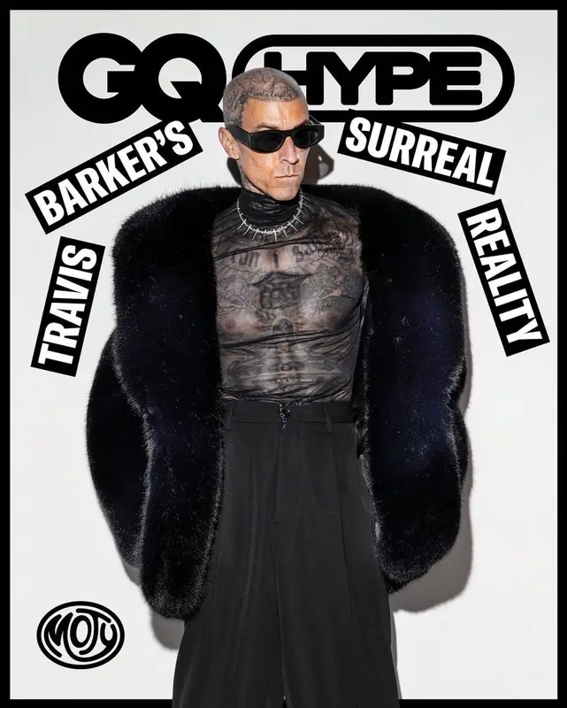 Travis Barker outfit in Yves Saint Laurent, Marni, and Thierry Lasry, 2022