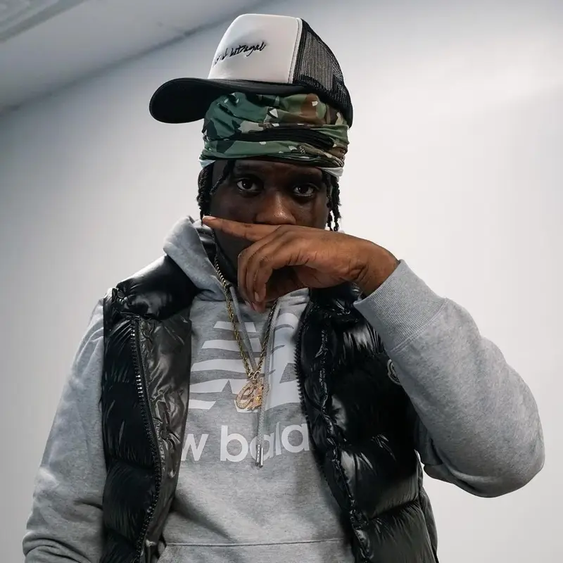 Ciggy Blacc outfit in Moncler, New Balance, and Bape, 2022