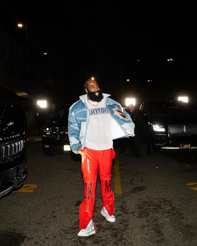 James Harden outfit in Who Decides War, Louis Vuitton, and Lanvin, 2022