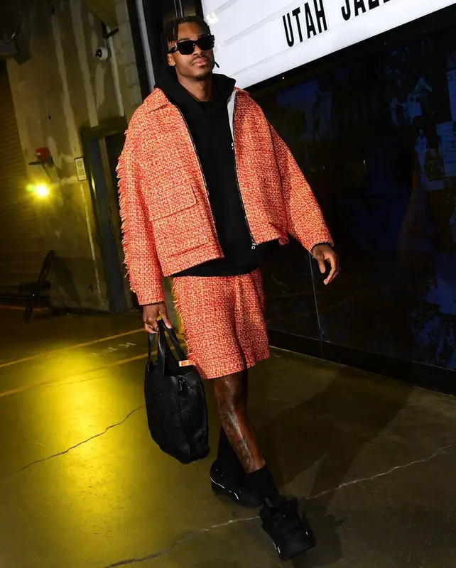 Jarred Vanderbilt outfit in A Better Mistake, Lanvin, and Louis Vuitton, 2022