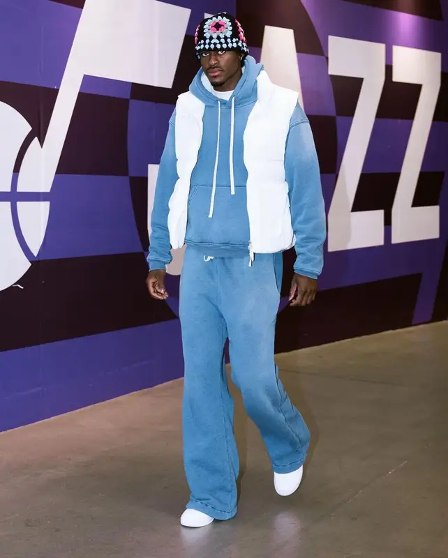 Jarred Vanderbilt outfit in Cout De La Liberte and Nike, 2022