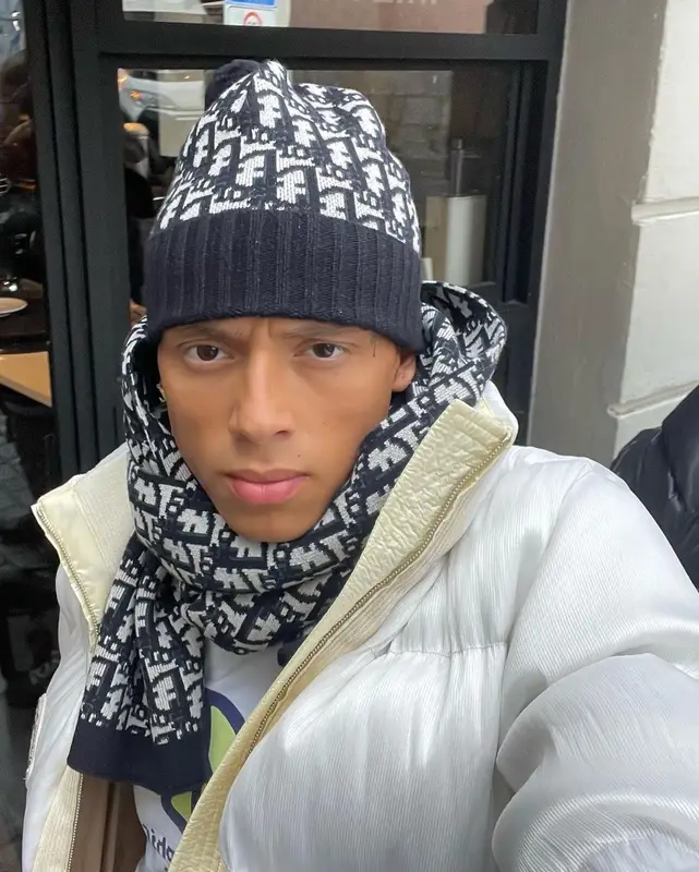 Central Cee outfit in Moncler, Dior, and Palm Angels, 2022